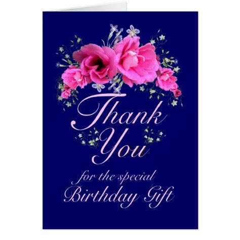 Pink Flowers Thank You For Birthday T Card