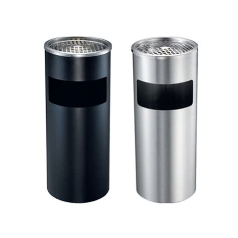 A round paper bin with metal inside covered in genuine calf leather. MAX-SN55A Stainless Steel Round Lobby Hotel Use Metal Ss ...