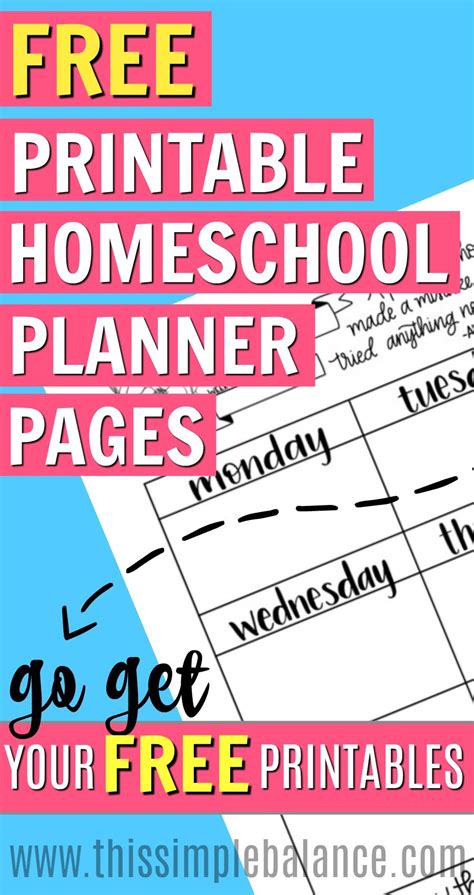Download free printable homeschool planner pages from this simple balance. FREE Printable Homeschool Planner Pages (perfect for ...