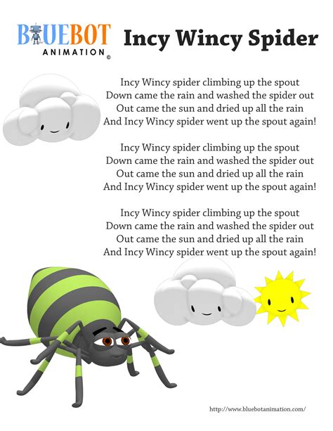 Itsy Bitsy Spider Lyrics Printable