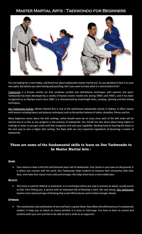 Taekwondo Techniques For Beginners