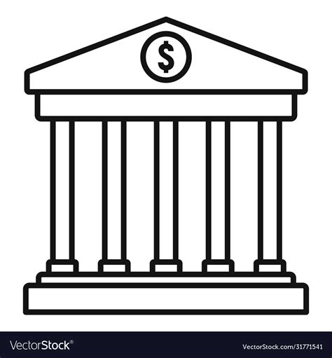 Bank Building Icon Outline Style Royalty Free Vector Image