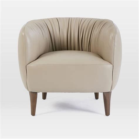 Cloe Nude Pleated Leather Barrel Chair