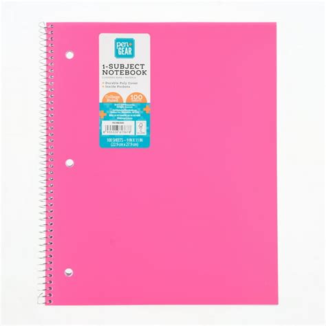 Pen Gear 1 Subject Notebook College Ruled 100 Sheets Pink