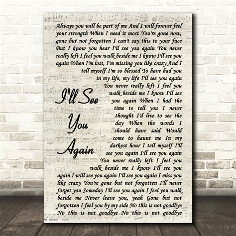Westlife Ill See You Again White Script Song Lyric Quote Print