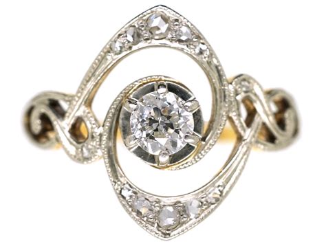 Art Nouveau 18ct Gold Platinum And Diamond Ring 93l The Antique