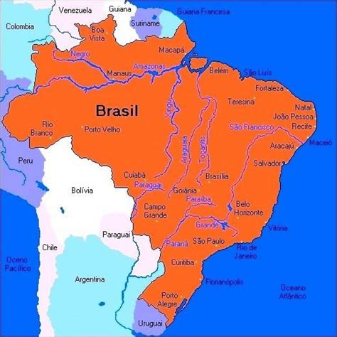 Brasil Ríos Mapa Mapa De Brasil Ríos América Del Sur América