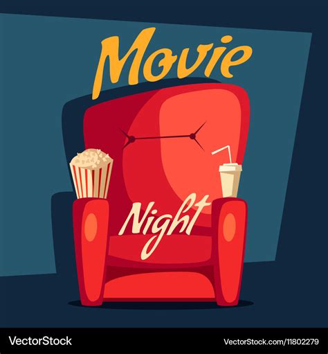 Movie Night Home Cinema Watching Cartoon Vector Image