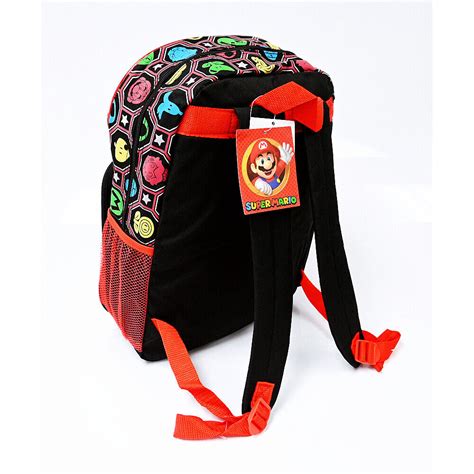 Nintendo Super Mario 16 Large School Backpack With Lunch Bag Mario