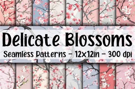 Cherry Blossoms Seamless Patterns Graphic By Oldmarketdesigns