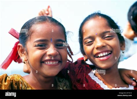 Two Happy Little Indian Girls From Mumbai S Indigenous Kohli Community Vasai Maharashtra India
