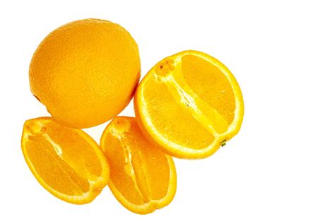 Several Whole And Sliced Sweet Orange Oranges Isolated On White
