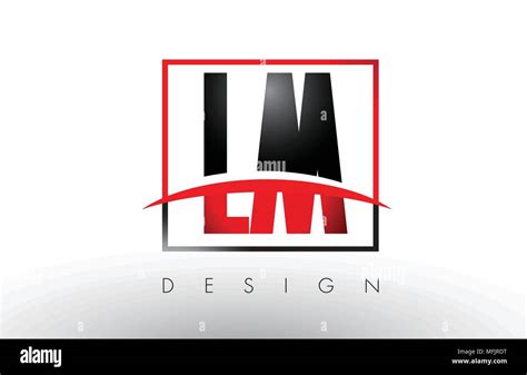 Lm L M Logo Letters With Red And Black Colors And Swoosh Creative