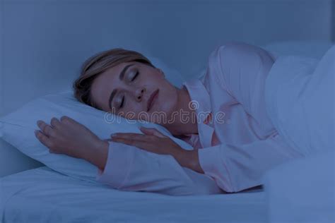 beautiful mature woman sleeping well on the side at night stock image image of comfy calm