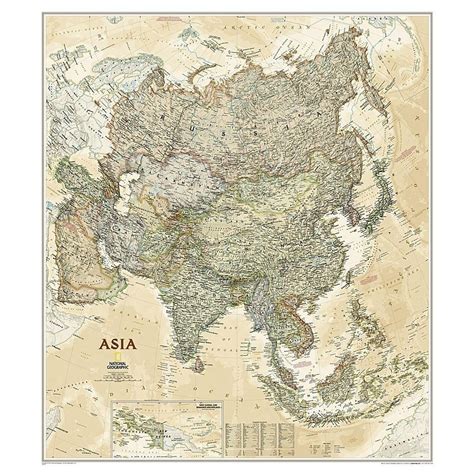 Asia Political Antique Style Executive Wall Map Laminated 3325 X