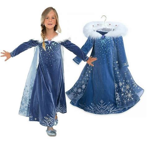 Frozen 2 Princess Elsa Snow Queen Cosplay Costume Halloween Dress For