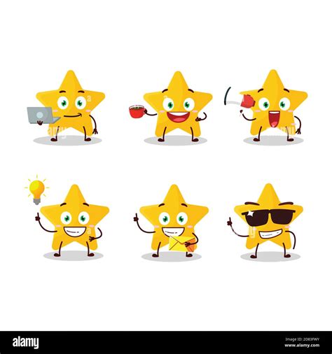 Personaje De Dibujos Animados De Estrellas Amarillas Con Varios Tipos