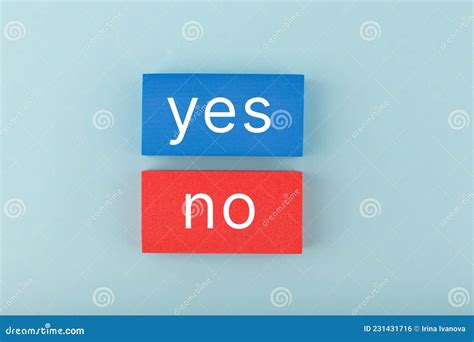 Yes And No Written On Blue And Red Rectangles Concept Of Positive And