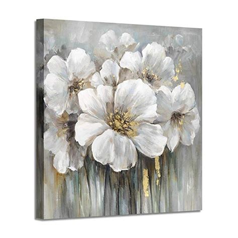 Wall Art Flower Pictures Artwork White Lily Abstract Floral Print On