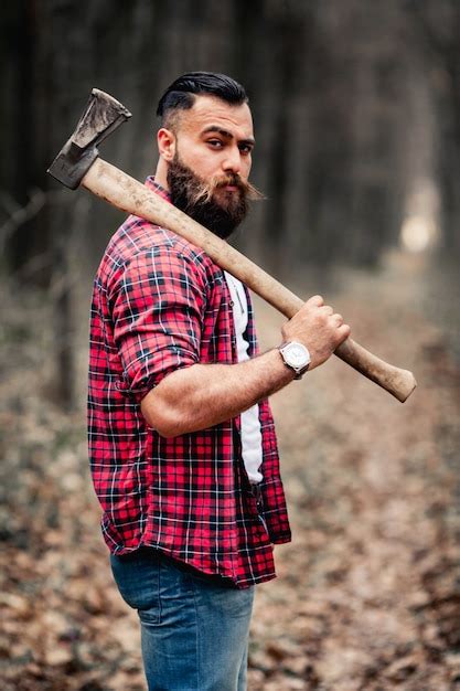 Chainsaw Hipster Bearded Lumberjack Tough Photo Free Download
