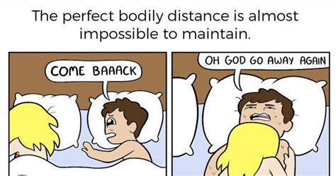 the 6 stages of sharing a bed with your significant other relationship cartoons funny