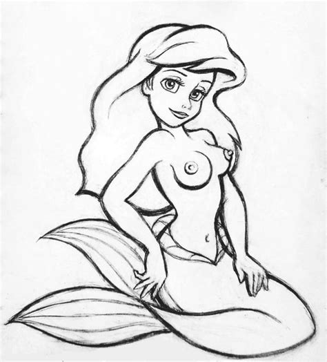 rule 34 ariel black and white breasts disney female female only line