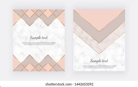 Nude Geometric Cards Golden Lines Triangle Stock Vector Royalty Free