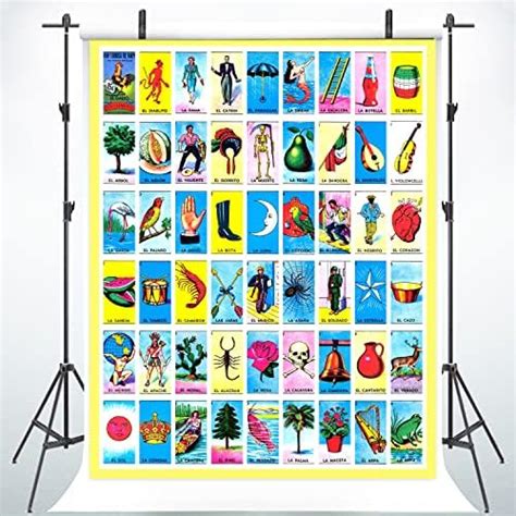 Qingyann 5x7ft Mexico Loteria Cards Party Backdrop Mexican Fiesta Birthday Party