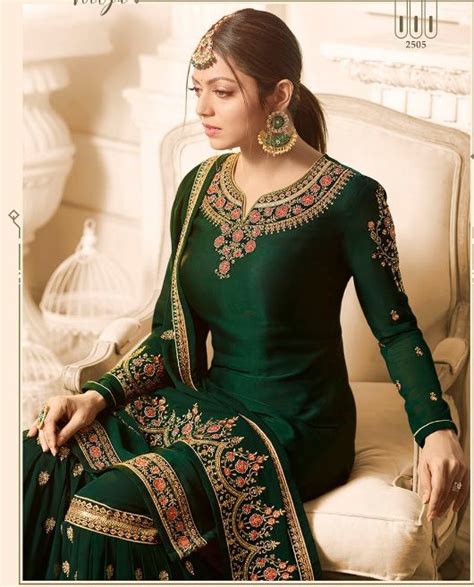 Drashti Dhami Green Wedding Sharara Suit 2505
