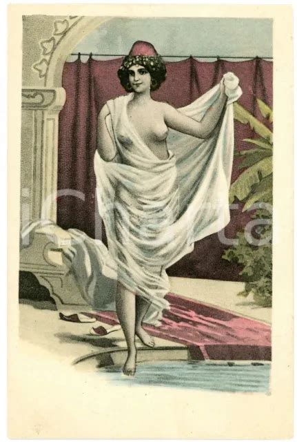 1900 CA VINTAGE EROTIC Arab Nude Woman With Translucent Dress Risk
