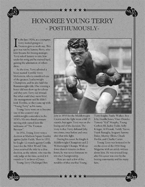 Babe TERRY New Jersey Boxing Hall Of Fame