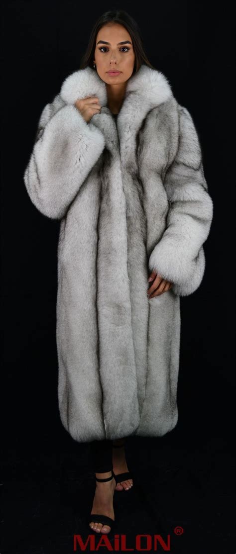 Saga Let Out Natural Blue Fox Full Length Fur Coat Girls Fur Coat