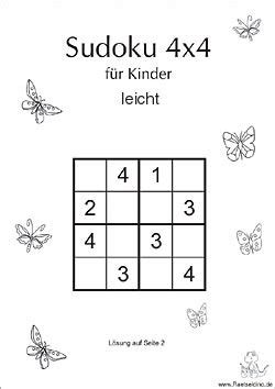 Kostenlose rätsel für kinder zum ausdrucken. Kinder-Sudoku 4x4 - leicht | Sudoku kinder, Kreuzworträtsel für kinder, Sudoku