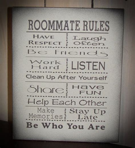 Roommate Rules Great For Dorm Room At College Or Apartment Wood Sign Roommate Quotes