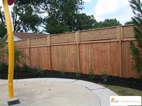 The Stanton™ Louvered Top Wood Privacy Fence Pictures And Per Foot Pricing