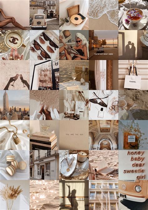 Beige Aesthetic Trendy Wall Collage Kit 50pcs Digital Etsy Canada