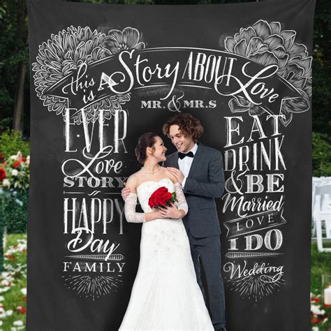 Wedding Backdrop Custom Wedding Photo Booth Chalkboard Style Backdrop