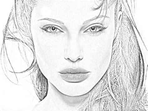 Angelina Jolie Sketch Effect Photo To Line Drawing Photoshop Video