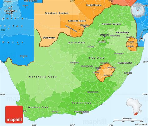 Political Shades Simple Map Of South Africa