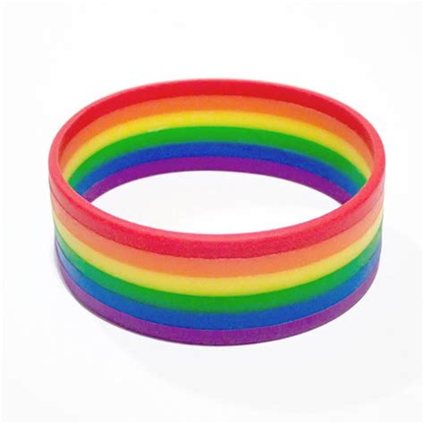 Buy Valentine Fashion Silicone Rainbow Pride Bracelet Mutilayered Rubber Gay Lesbian Wristband