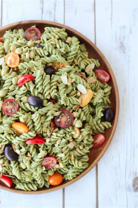 Vegan Pesto Gluten Free Pasta Salad Healthy Potluck Recipe