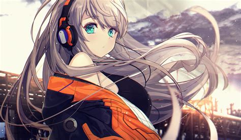 Headphones Digital Art Long Hair Artwork Anime Girls Untue 2d