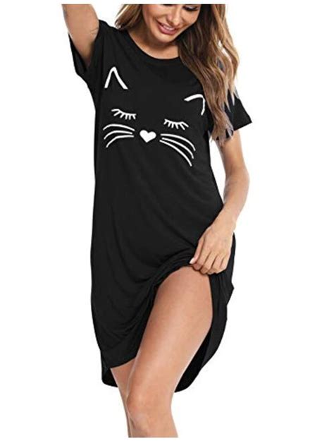 Buy Swomog Womens Nightgown Short Sleeve Sleep Shirt Cute Print