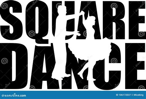 Square Dance Word With Cutout Stock Vector Illustration Of Dancer