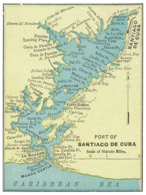Vintage Map Of Santiago De Cuba 1898 Drawing By Cartographyassociates