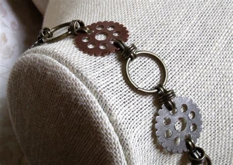 Steampunk Gear Bracelet Linked Metal Ring Jewelry