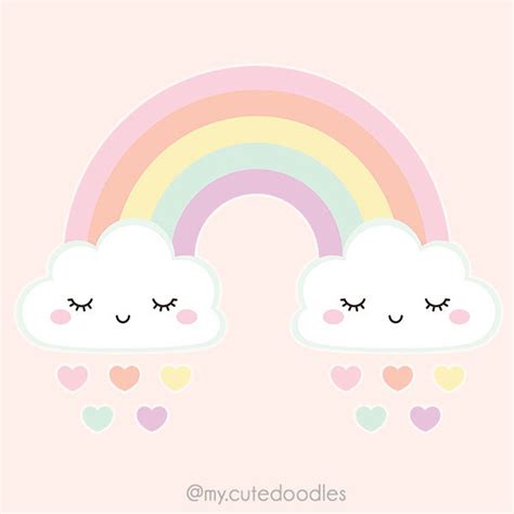 Cute Weather Clipart Pastel Rainbow Clipart Kawaii Cloud Etsy In 2020