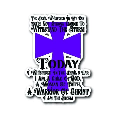 Warrior Of Christ Withstand The Storm Sticker Purple Cross 3x4 Inches
