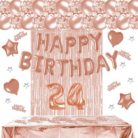 24th Birthday Decorations Birthday Party Supplies Rose Gold Etsy