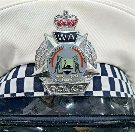 Vintage Western Australian Police ‘white Uniform Peaked Cap 1980s